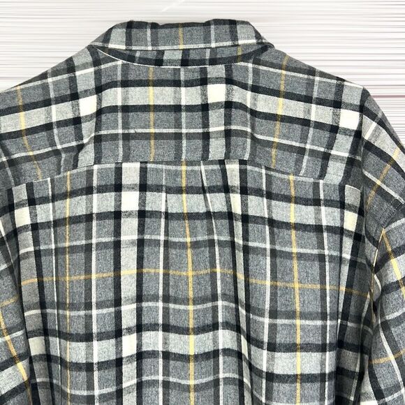 L.L. Bean Gray Plaid Cotton Flannel Long Sleeve Button Down Shirt XL - XXL - Picture 10 of 12